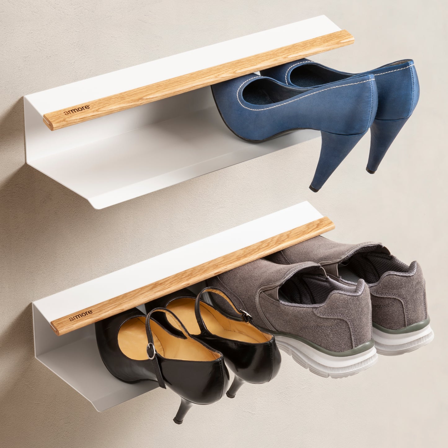 Mensola porta scarpe grigio 80 cm 3 pezzi