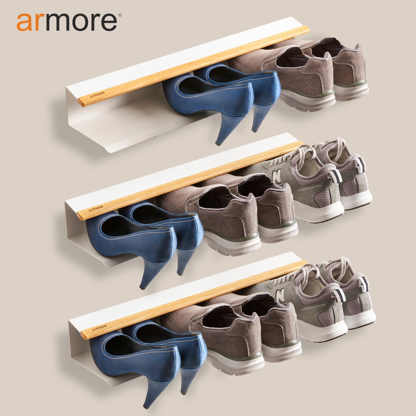 Mensola porta scarpe grigio 80 cm 3 pezzi