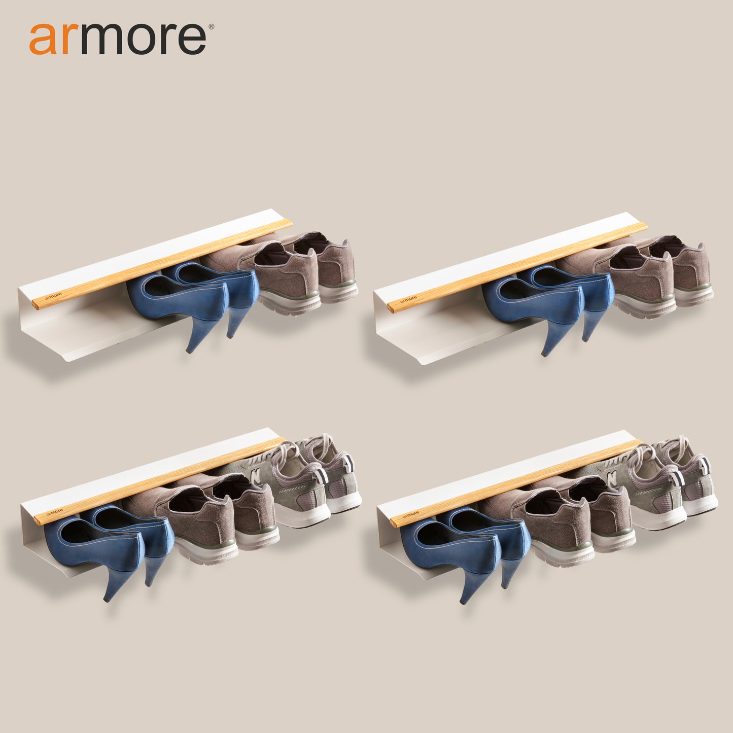 Mensola porta scarpe grigio 80 cm 3 pezzi