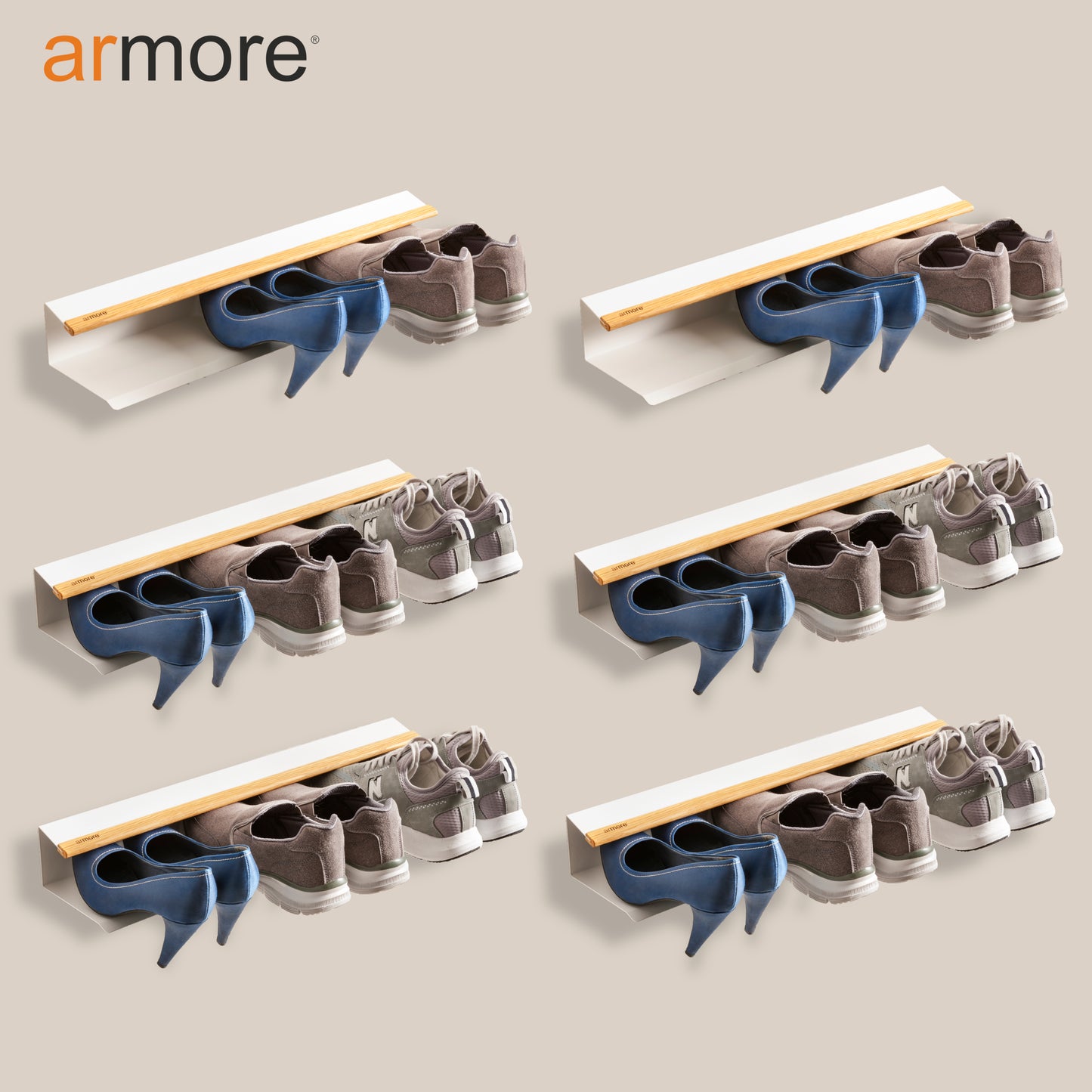 Mensola porta scarpe grigio 80 cm 3 pezzi