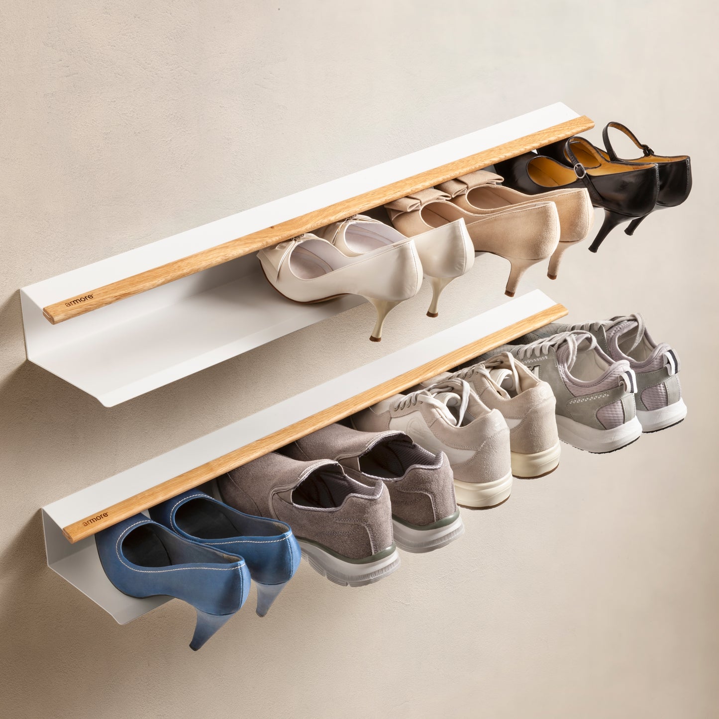 Mensola porta scarpe grigio 80 cm 3 pezzi