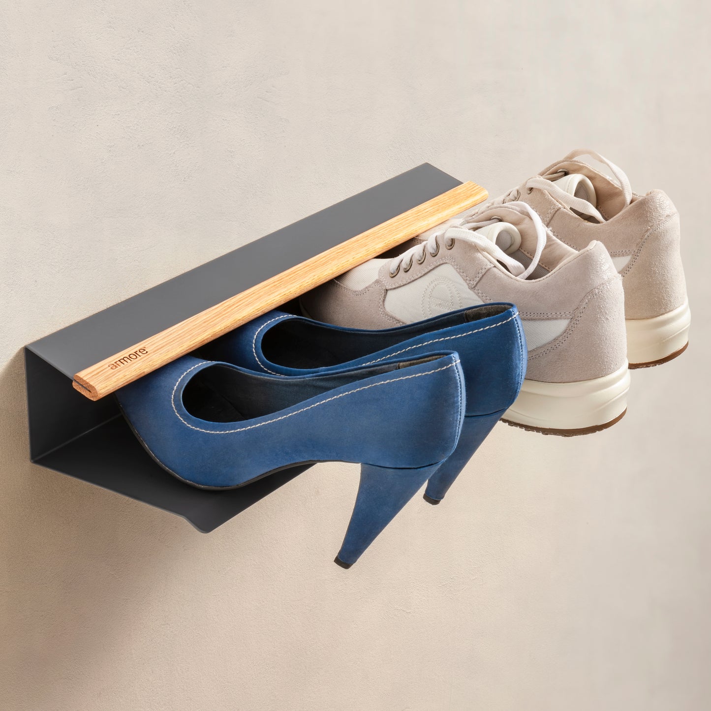 Mensola porta scarpe grigio 80 cm 3 pezzi