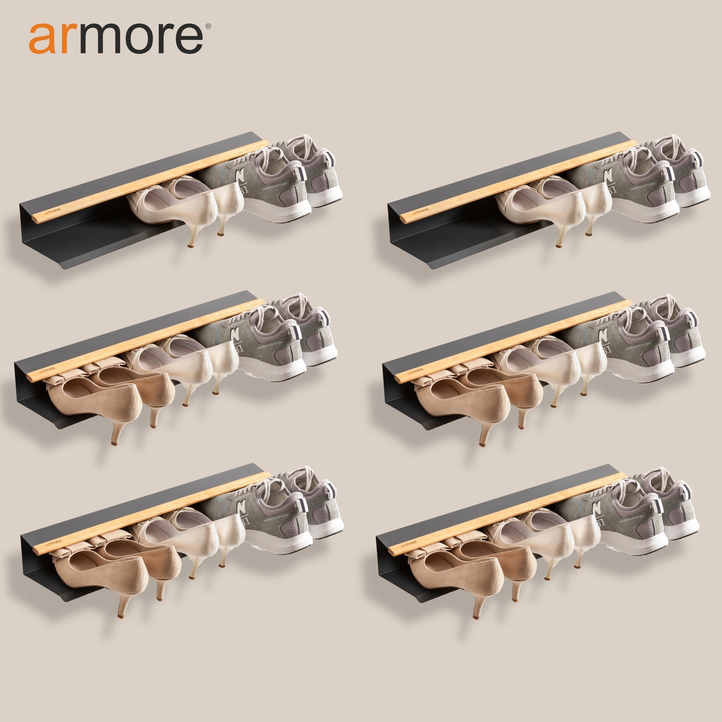 Mensola porta scarpe grigio 80 cm 3 pezzi