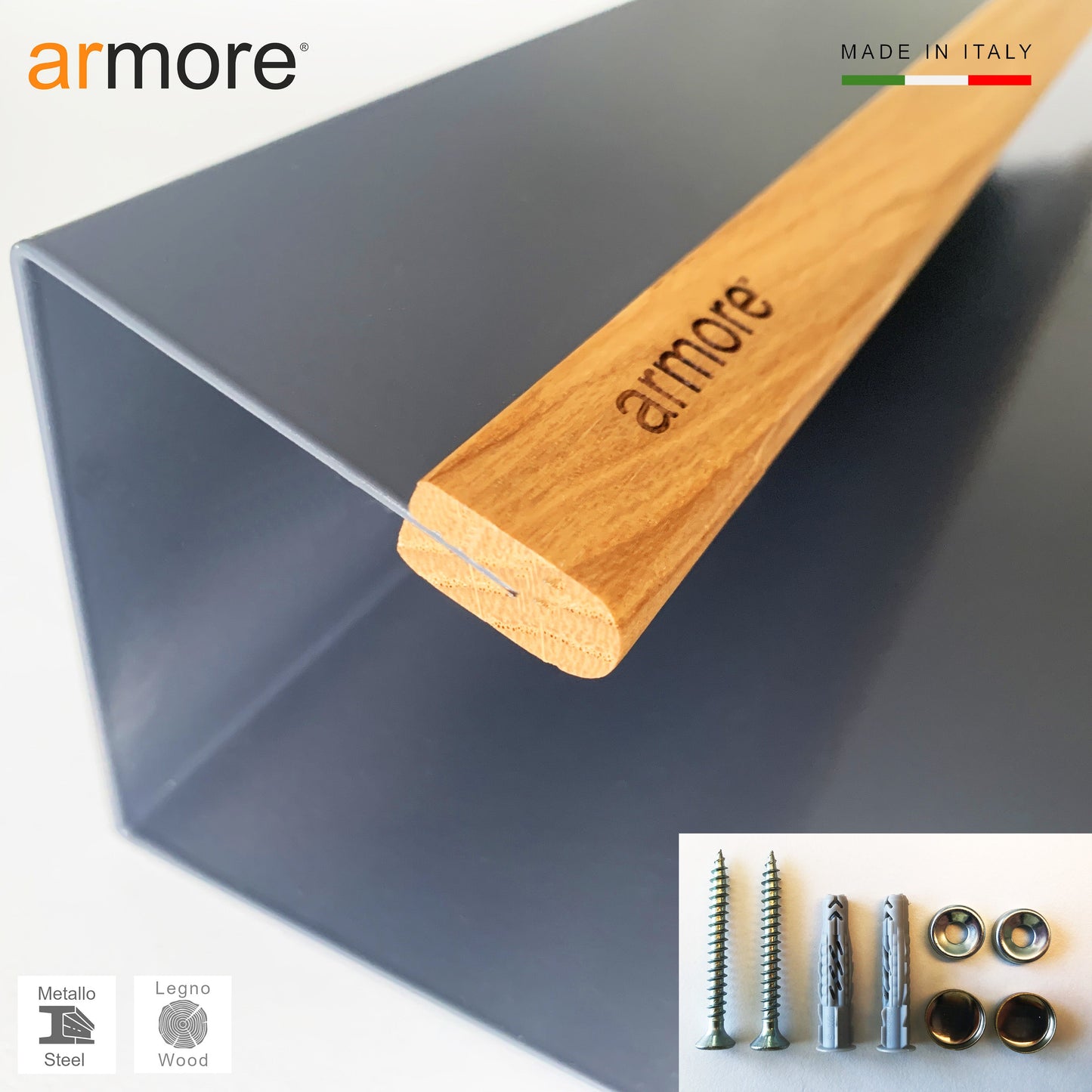 Mensola porta scarpe grigio 80 cm 3 pezzi