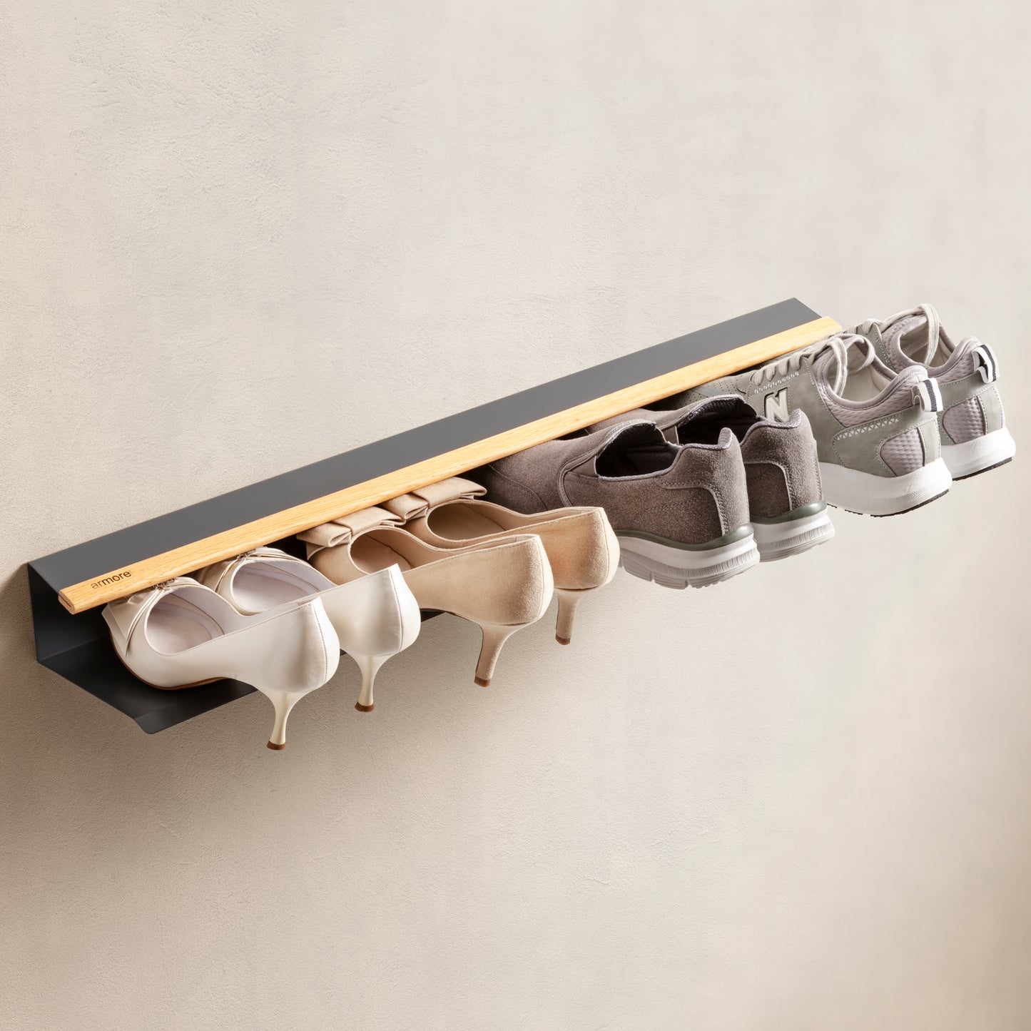 Mensola porta scarpe grigio 80 cm 3 pezzi