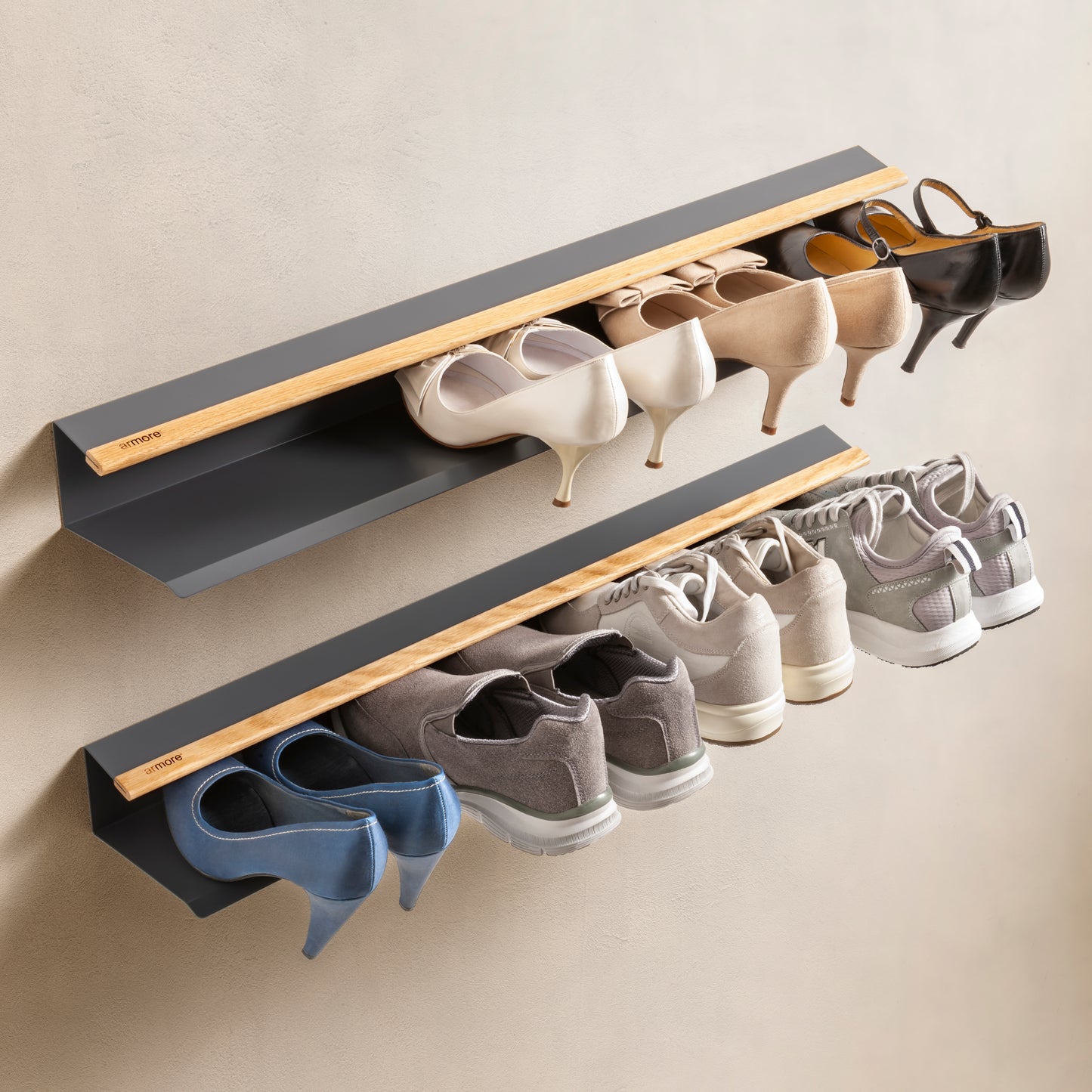 Mensola porta scarpe grigio 80 cm 3 pezzi